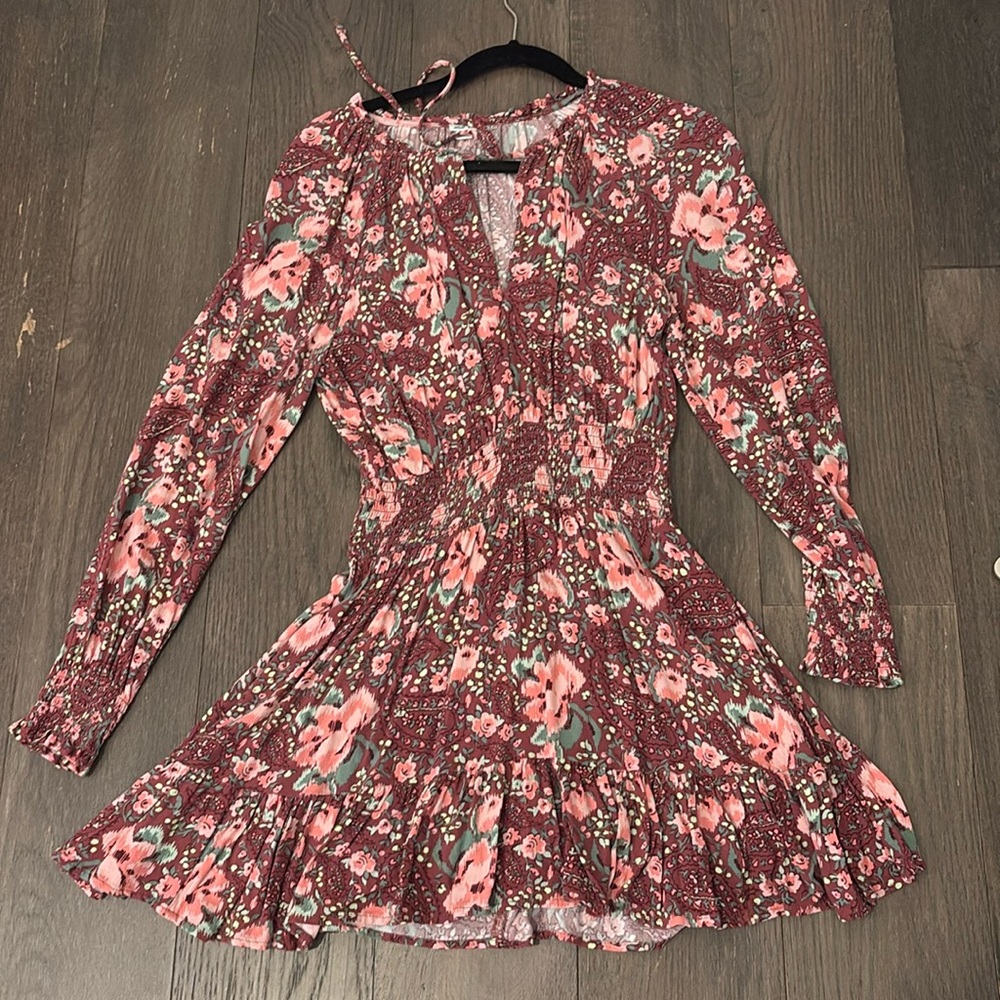 Aerie Women’s Burgandy Floral Dress XS
